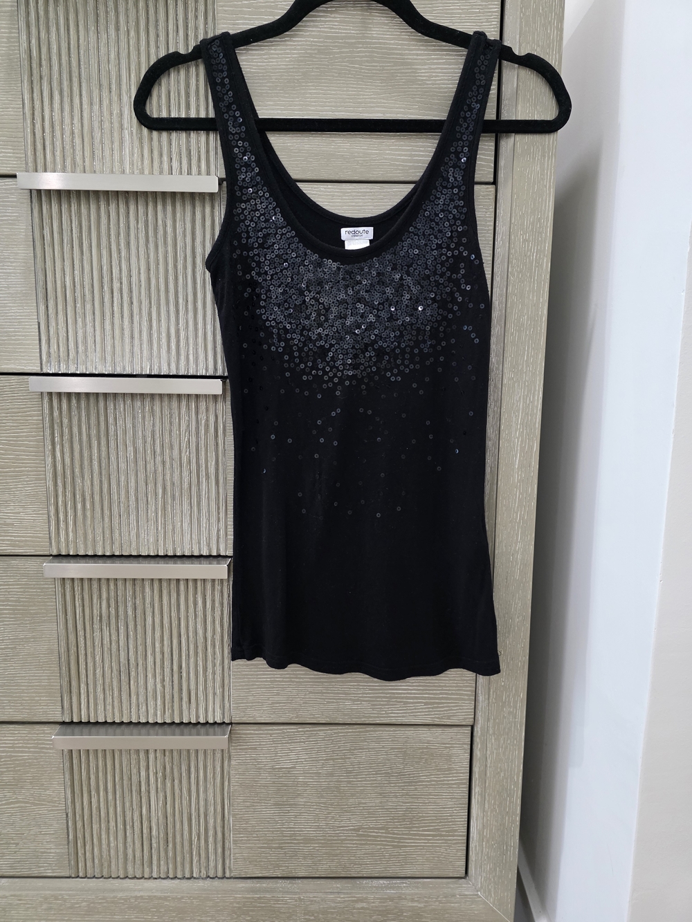Redoute Création Black Sequin Tank Top | Size Small